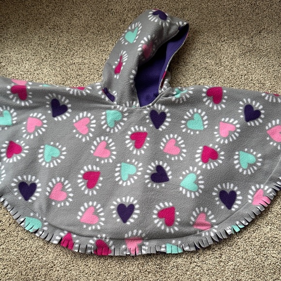 Homemade by Etsy Other - Gray Hooded Cape for Car seat toddler cover with Heart Pattern